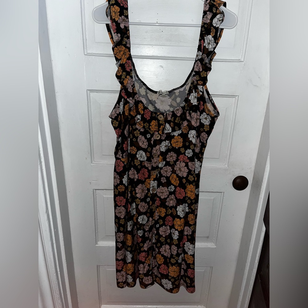 Derek Heart Frilly Ruffle Floral Printed Swing Dress